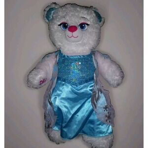 Build A Bear Disney Frozen 2 Elsa White Sparkly Plush Bear W/Dress 17"‎ BABW